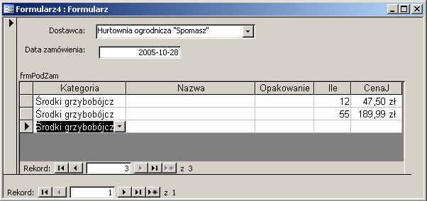 228 Niestety, to nie jest koniec nieoczekiwanych niespodzianek. Kolejna czeka nas po dokończeniu wprowadzania danych w pierwszym rekordzie podformularza i po przejściu do kolejnego rekordu.