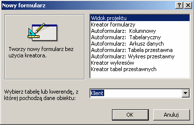 38 2.3.5. Formularze Formularze to jeden z najważniejszych obiektów bazy danych w MS Access czy aplikacji bazodanowej. Bez formularzy relacyjne bazy danych w zasadzie nie istnieją!