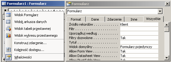 39 przyciski poleceń. Kontrolki te będziemy nazywać formantami, część z nich będzie związana z polami źródła danych formularza, część nie.