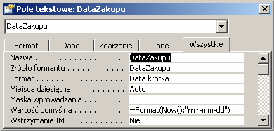 62 Zapytanie to zwraca dwa pola, stąd właściwość Liczba kolumn ustawiona na dwa, pierwsza kolumna powinna być ukryta stąd w wierszu Szerokość kolumn odpowiednio 0 cm i 5 cm.