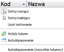 z wszystkich dostępnych dla danej listy chce wyświetlać na ekranie. Standardowo widoczne są wszystkie kolumny dostępne dla danej listy. Przykład: Operator umieścił w szablonie m.in.