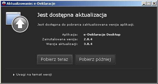 Przycisk Oczyść służy do usuwania z dysku lokalnego komputera plików wzorów formularzy PDF, z których korzystała aplikacja. Usunięcie pliku wzoru formularza nie oznacza usunięcia wysłanej deklaracji.