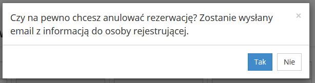 Anulowanie rezerwacji Administrator systemu może anulować już dokonane rezerwacje.