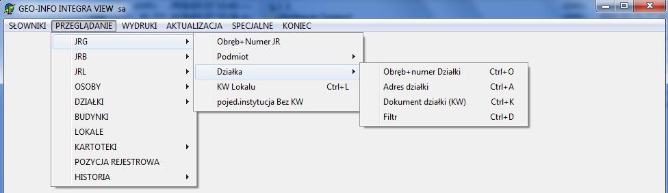 Jest to najpopularniejsza metoda dotarcia do jednostki rejestrowej, znając numer obrębu i numer działki. Rysunek 27.