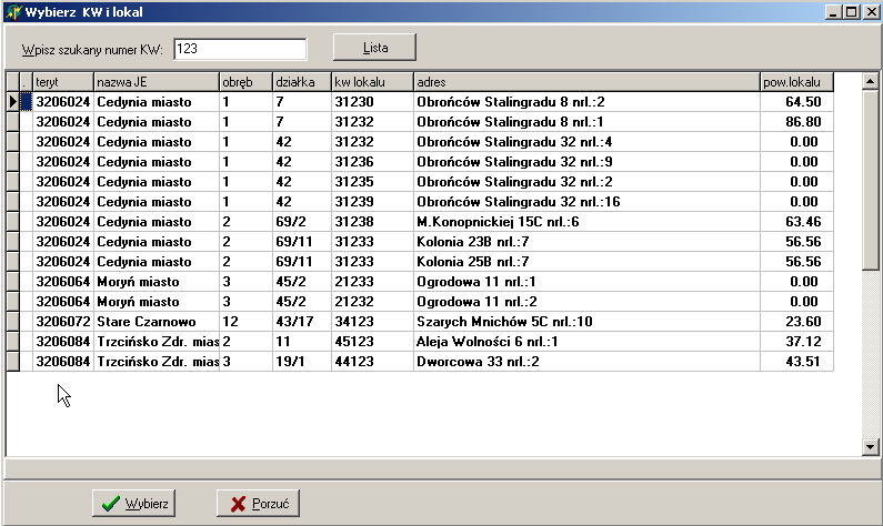 S t r o n a 30 Wyboru jednostki rejestrowej można dokonać również znając numer KW lokalu (lub innego dokumentu).