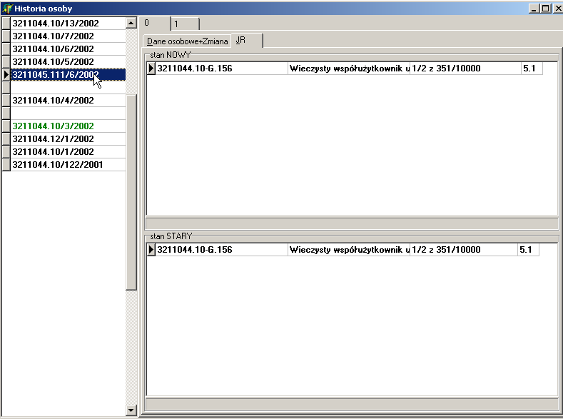 S t r o n a 41 Zakładka JR zawiera listę jednostek rejestrowych przed i po zmianie. Rysunek 54.