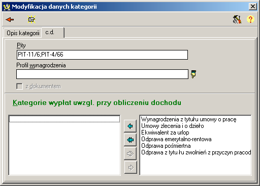 PIT-y Lista deklaracji podatkowych PIT, w których mają być uwzględnione przychody z danej kategorii oraz rubryki, w której mają się znaleźć. Np.