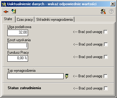 W odpowiednich polach wpisujemy Ŝądaną wartość i zaznaczamy pole Brać pod uwagę. Następnie zatwierdzamy okienko przyciskiem.