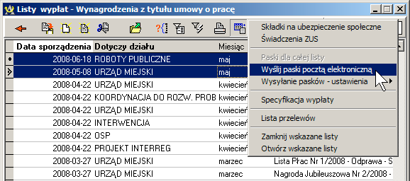 JeŜeli wszystkie ustawienia i parametry zostały skonfigurowane poprawnie, paski zostaną przesłane drogą