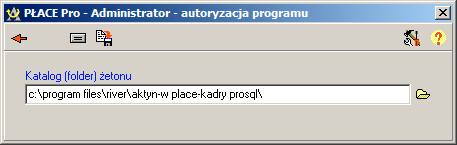 Przeniesienie autoryzacji W celu przeprowadzenia autoryzacji programu, naleŝy umieścić dyskietkę autoryzacyjną w napędzie, a następnie opcję Przeniesienie autoryzacji.