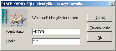 Rejestracja uŝytkownika Ze względu na poufny charakter przechowywanych danych, program jest zabezpieczony przed dostępem niepowołanych osób.