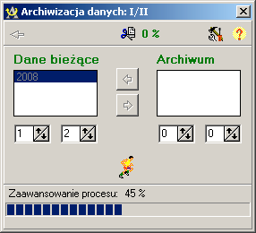 PowyŜsze okienko prezentuje zawartość bieŝącej bazy danych (po lewej) oraz archiwum (po prawej).