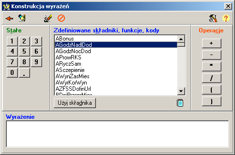 Formuła moŝe być zbudowana ze składników, których wartość jest deklarowana, stałych (liczb) oraz innych składników, które zostały wcześniej zdefiniowane.