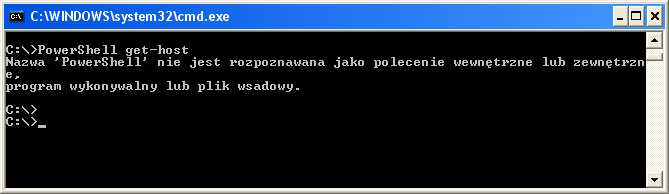 Rysunek 5 Sprawdzenie instalacji PowerShell zainstalowano W przypadku braku komponentu zostanie wyswietlona informacja: Rysunek 6 PowerShell niezainstalowny w systemie Brakujący komponent można