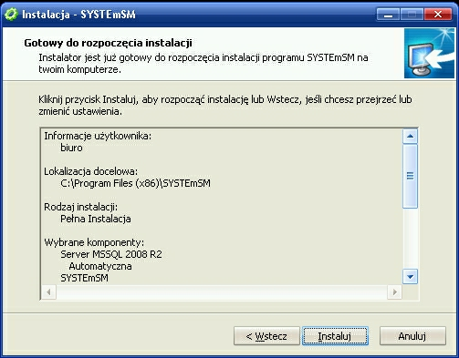 Instalacja automatyczna 10 Jeśli we wcześniejszym kroku wybraliśmy instalację serwera SQL, to w tym momencie nastąpi wypakowywanie instalki serwera i rozpocznie się instalacja.