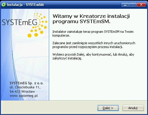 Instalacja automatyczna 4 Instalacja automatyczna II Instalacja programu SYSTEmSM przebiega podobnie do instalacji większości programów.