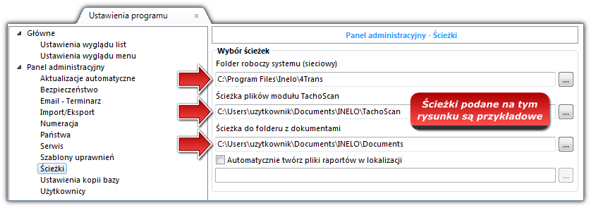 31 Rys. Ustawienia programu -> Ścieżki. 4. Skopiuj katalogi wraz z ich zawartością na dowolny nośnik danych.