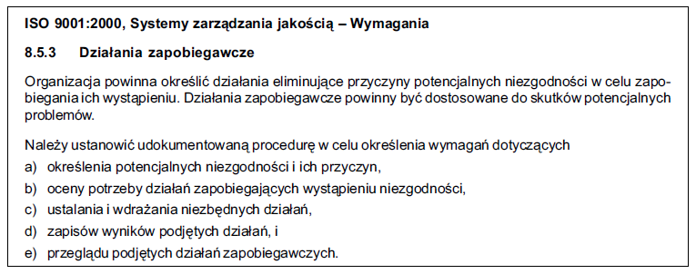 Metody zapobiegania błędom Wymagania