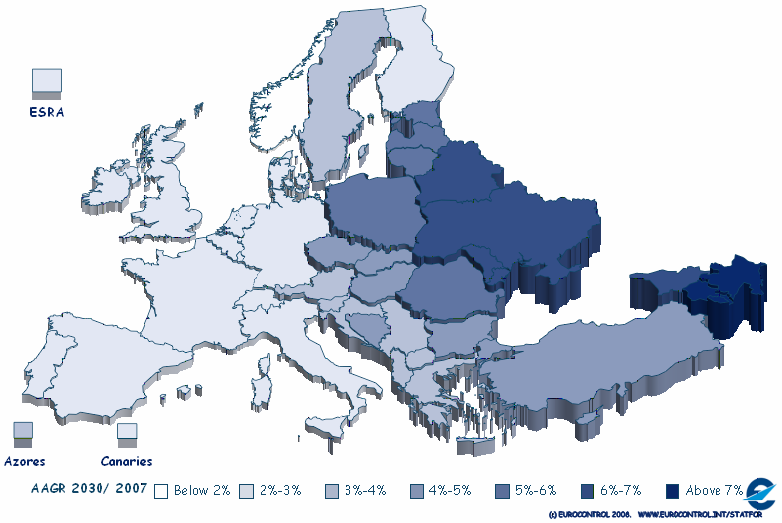 Zwiększenie przepustowości przestrzeni powietrznej Prognoza wzrostu ruchu lotniczego do roku 2030 Średnie roczne opóźnienie ATFM Prognozowany dynamiczny wzrost liczby operacji w polskiej przestrzeni