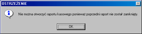 A B C D E F A otwiera nowy raport kasowy; przycisk jest aktywny jeŝeli poprzedni raport został zamknięty, w przeciwnym przypadku otrzymamy taki komunikat: B wyszukuje kontrahenta do tworzonego