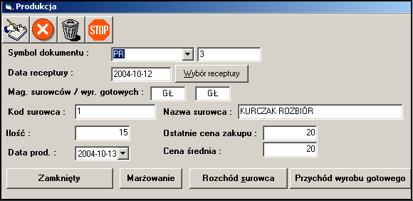 Magazynu wyrobów Aby posortować wyszukane receptury, klikamy na strzałce obok pola Sortuj po, wybieramy z listy interesujące nas kryterium a następnie wciskamy przycisk niebieskiej strzałki.