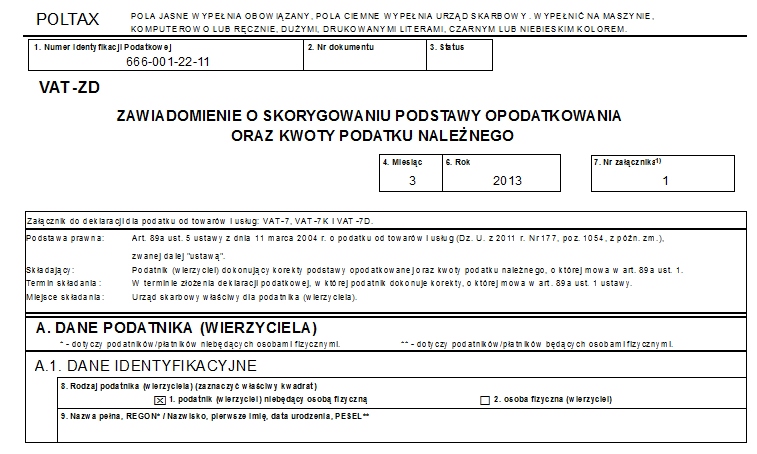 9.7. Zakładka Dłużnik Na liście prezentowane są niezapłacone w terminie 150 dni płatności faktur zakupu, które stanowią podstawę do skorygowania podatku VAT naliczonego.