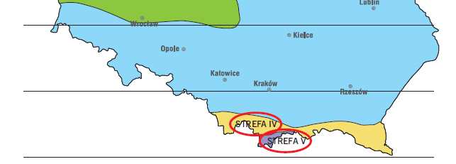 Polska podzielona jest na pięć stref klimatycznych w których zlokalizowano 61 stacji meteorologicznych miesiąc strefa I strefa II