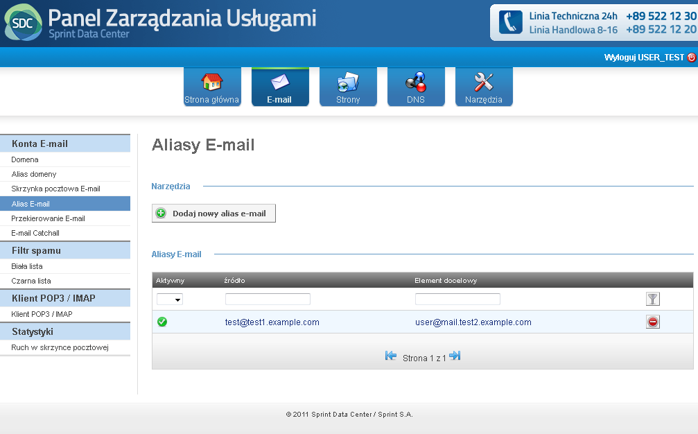 Alias E-mail Alias E-mail umożliwia utworzenie alternatywnego adresu dla wcześniej utworzonej skrzynki e-mail. Wiadomości wysłane na adres aliasu będą trafiać do powiązanej z nim skrzynki odbiorczej.