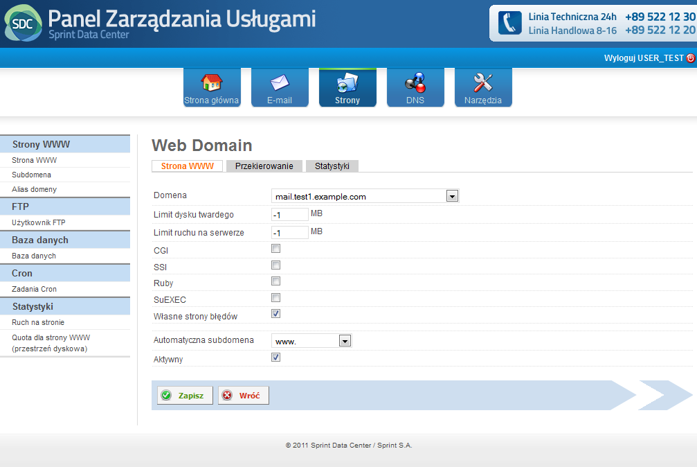 Rysunek 27 Moduł Strony, Strona WWW, dodawanie nowej/edytowanie istniejącej strony WWW, zakładka Strona WWW Zakładka Strona WWW Zakładka Strona WWW umożliwia stworzenie nowej strony lub edycję już