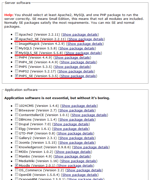 Rys. 6 Wybór wersji oprogramowania. W następnym kroku dokonuje się właściwy wybór składników pakietu. Za darmo można wybrać co najwyżej dziesięć spośród wszystkich dostępnych.