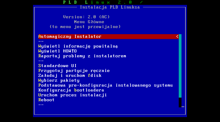 Zaczynamy Rozdział 4. Instalacja systemu Widzac standardowy ekran zgłoszeniowy naciskamy ENTER i czekamy aż uruchomi się instalator. Wybieramy język - w naszym przypadku polski.