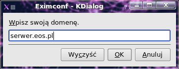 Konfiguracja poczty Konfiguracja Exima Aby skonfigurować serwery poczty elektronicznej (SMTP i POP3), trzeba zarejestrować domenę i nie należy tego mylić z czymś co nazywane jest domeną na serwerach