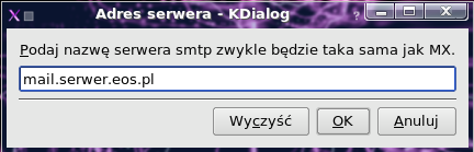 Rysunek 26: Ostatnie pytanie dotyczy zewnętrznego numeru IP serwera Gdy zakończymy ten etap, pojawi się okno z zawartością pliku exim.conf, w którym można sprawdzić, czy nie zaszła żadna pomyłka.