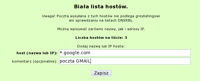 Rysunek 29: Dodawanie domeny w panelu Mailadmin Tym razem nie podajemy adresu serwera smtp tylko nazwę domeny, w której będą swoją pocztę mieli użytkownicy (z adresami typu nazwa@serwer.eos.pl).