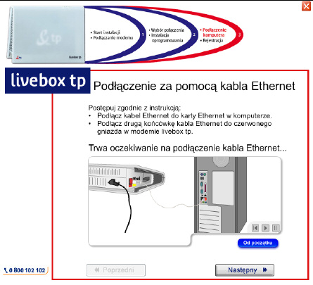 pod àczenie za pomocà kabla Ethernet 3 Nast pnie, zgodnie z prezentacjà po àcz