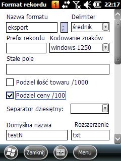 3.4.2 Definiowanie formatu eksportu W podobny sposób definiujemy format eksportu zgodny ze standardem np.