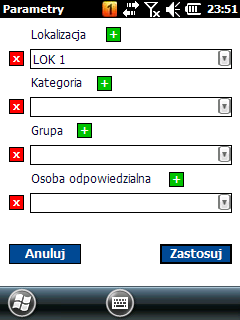 Przed uruchomieniem inwentaryzacji należy ustalić czy ma się automatycznie uruchomić okno Parametry. W tym celu naciskamy na menu (rys. 75), i ustalamy status opcji Pokazuj okno parametrów.