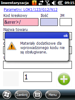 Przy źle wprowadzonych danych w formularz inwentaryzacja znaki zostają podświetlone na czerwono ostrzegając, że dane tego typu nie mogą być wprowadzone w dane pole tekstowe (rys. 87).