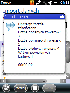 Wyświetlany jest komunikat informujący o kodzie kreskowym, który blokuje dostęp do materiałów dodatkowych.