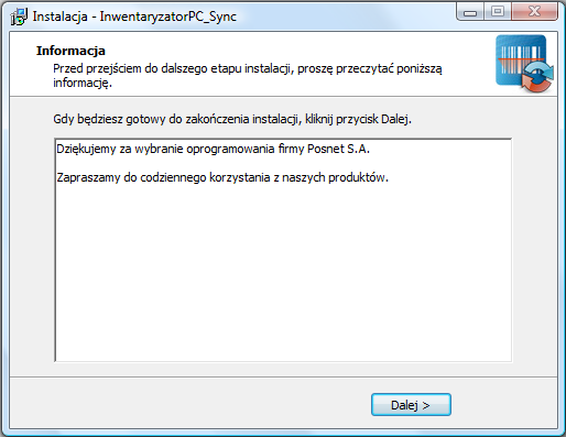 1.1.7 Po upewnieniu się, że konfiguracja instalatora jest zgodna z naszymi oczekiwaniami (rys.6), naciskamy na przycisk [Instaluj>]. Otwiera się okno z Instalacją (rys.7). Rys. 7 1.1.8 Po przejściu głównego etapu instalacyjnego otwiera się okno informujące(rys.