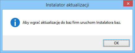 Po uruchomieniu pliku exe z aktualizacją zadane zostaje pytanie o wgranie nowej aktualizacji. Po zalogowaniu do serwera bazodanowego zawierającego bazę aktualizacji następuje jej zaktualizowanie.