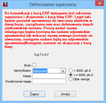 Czy Baza Centrali - funkcjonalność informacyjna Czy był kreator - funkcjonalność informacyjna Centrala Idn identyfikator znakowy Centrali firmy Oddział Idn - identyfikator znakowy Oddziału firmy