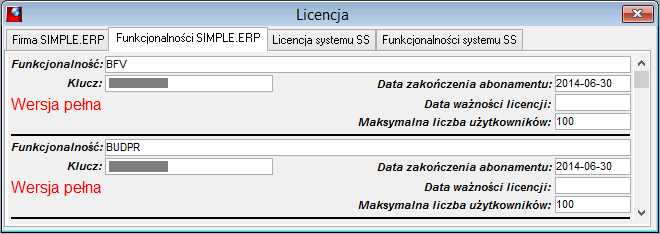 2.11. Licencje Aplikacja Instalator baz pozwala na wprowadzanie licencji na oprogramowanie SIMPLE.ERP.