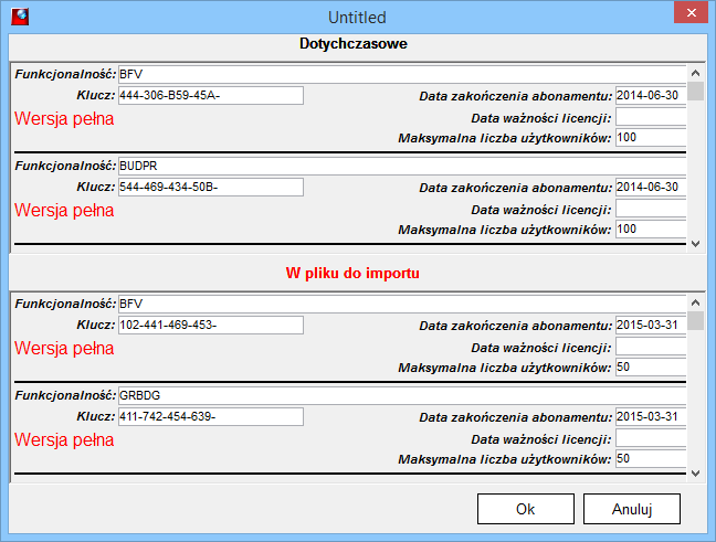 Rysunek - Licencje - Import z pliku 2.11.3. Tryb użytkowania systemu SIMPLE.ERP System SIMPLE.