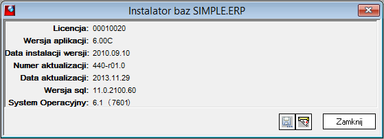 2.12. Informacje o wersji Dane dotyczące zainstalowanego środowiska możemy odczytać z opcji menu Dane > Informacje o wersji.