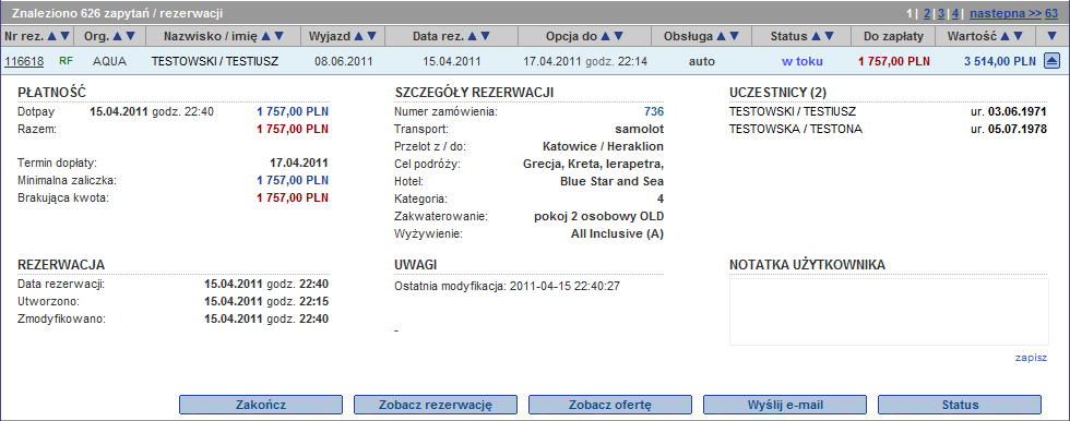 Strona 7 Wiersz z informacją o transakcji Pojedynczy wiersz transakcji po rozwinięciu przyciskiem po prawej stronie zawiera wszystkie niezbędne informacje o stanie i przebiegu transakcji oraz