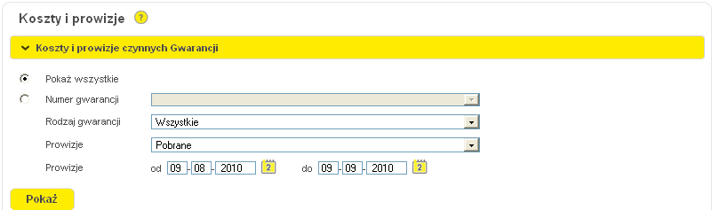 UWAGA!!! Po wyborze parametrów wyszukiwania konieczne jest wybranie przycisku Pokaż, w przeciwnym razie lista zleceń nie zostanie wyświetlona na stronie.