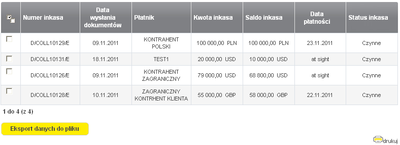 - wybranie tego przycisku wywołuje listę inkas, według zadanego kryterium wyszukiwania.