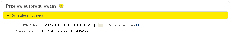 - powoduje przejście do formatki tworzenia przelewu z uprzednio wprowadzonymi danymi (pola do edycji), - powoduje przejście do podpisywania przelewu.