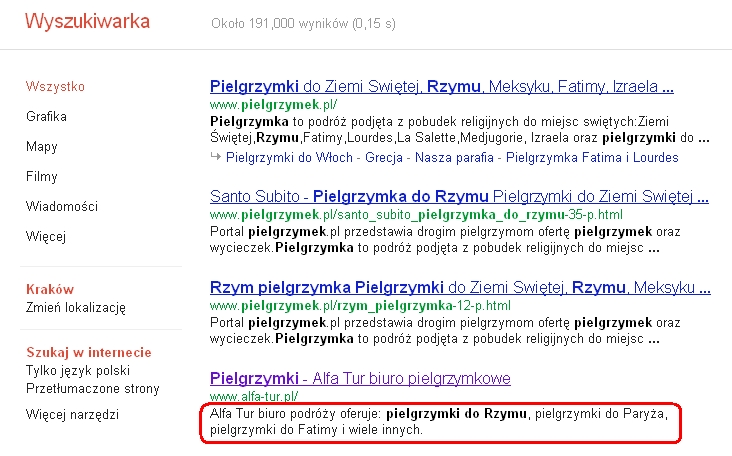 Aby samodzielnie sprawdzić tytuł danej strony internetowej postępuj zgodnie z krokami opisanymi wcześniej w ramce: SPOSÓB POZNANIA KODU STRONY INTERNETOWEJ (str.27).